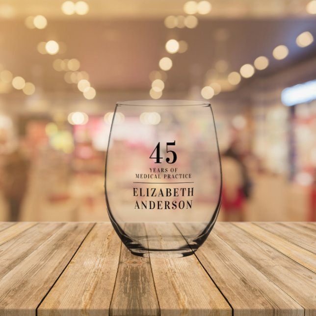 Stilvolle minimale Anniversary Black Date Name Weinglas Ohne Stiel (Von Creator hochgeladen)