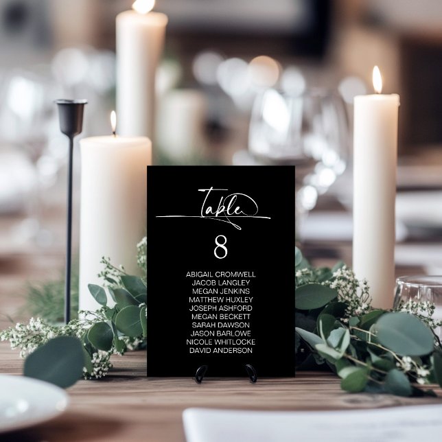 Stilvolle Minimalistische Black Wedding Tischnummer (Von Creator hochgeladen)