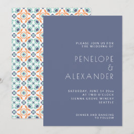 Stilvolle Minimalistische Blue Geometric Chic Hoch Einladung