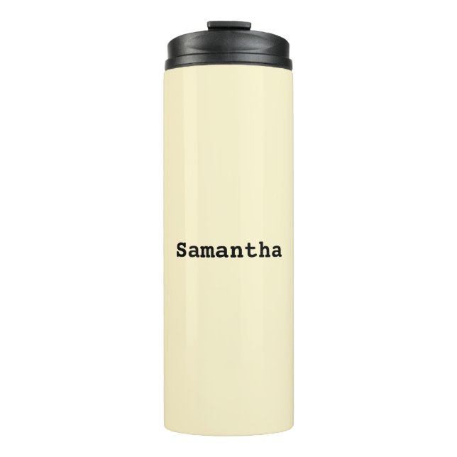 Stilvolle Minimalistische Buttermilch Gelb Persona Thermosbecher (Vorderseite)
