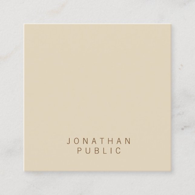 Stilvolle minimalistische Moderne Elegante Beige V Quadratische Visitenkarte (Vorderseite)