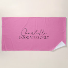 Stilvolle Minimalistische Monogramm Name Rosa Strandtuch