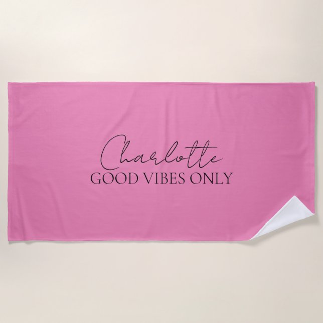Stilvolle Minimalistische Monogramm Name Rosa Strandtuch (Vorderseite)
