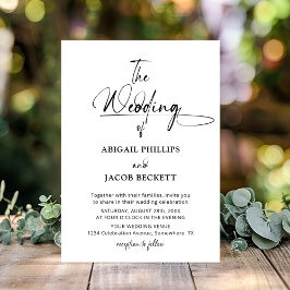 Stilvolle Minimalistische Schwarz-weiße Hochzeit Einladung