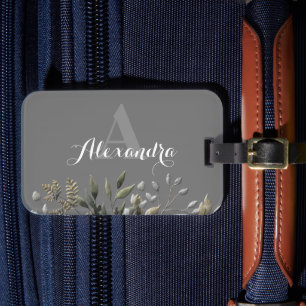 Stilvolle Mit Monogramm Botanische Gepäckmarke Gepäckanhänger