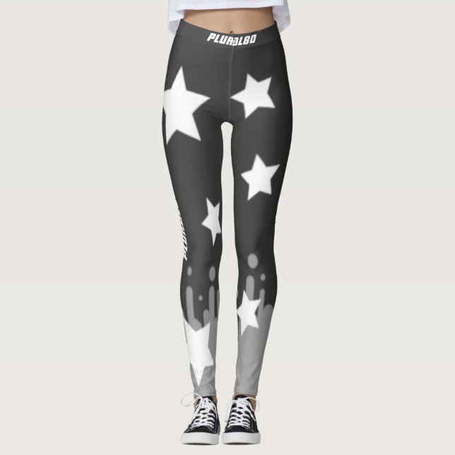 Stilvolle mit Monogramm Grausterne trainieren Leggings (Vorderseite)