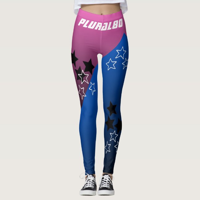 Stilvolle mit Monogramm-rosa-blaue Gradiententrain Leggings (Vorderseite)