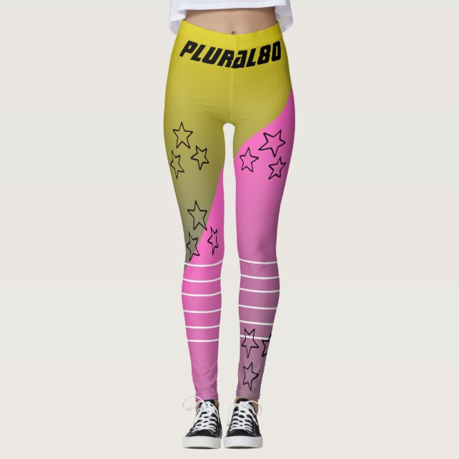Stilvolle Mit Monogramm-rosa-gelbe Gradiententrain Leggings (Vorderseite)