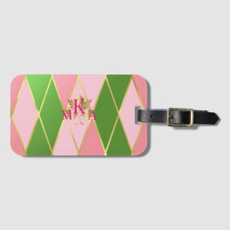 Stilvolle Mit Monogramm Rosa und Grüne Raute Gepäckanhänger