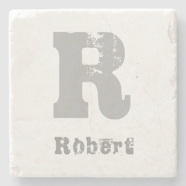 Stilvolle Mit Monogramm Vorlage Eleganter Letter-M Steinuntersetzer (Vorderseite)