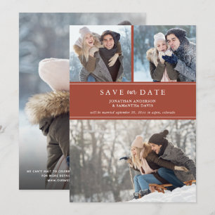 Stilvolle Modern Foto Collage Terracotta auf dem M Save The Date