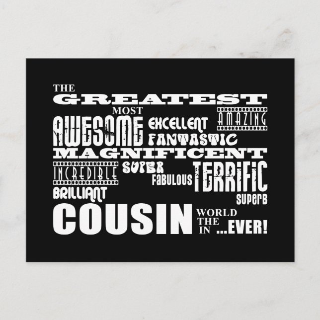 Stilvolle Modern & Fun Cousins: Bester Cousin Postkarte (Vorderseite)