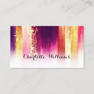 Stilvolle moderne Aquarellbürsten & Gold Glitzer Visitenkarte