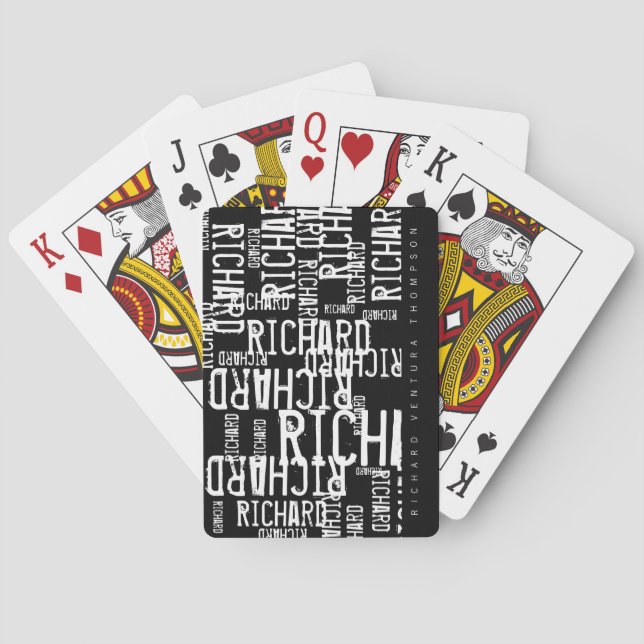 Stilvolle, moderne b/w Spielkarten mit Namen (Rückseite)