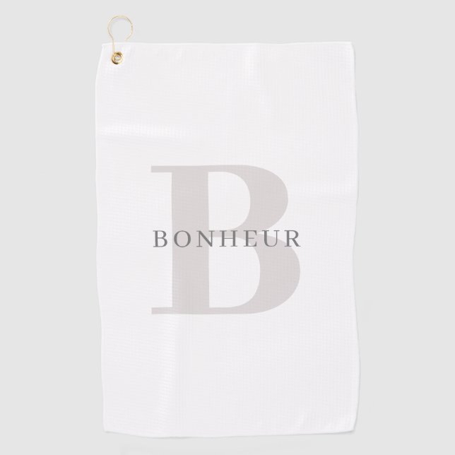 Stilvolle moderne Bezeichnung & Monogramm Golfhandtuch (Vorderseite)