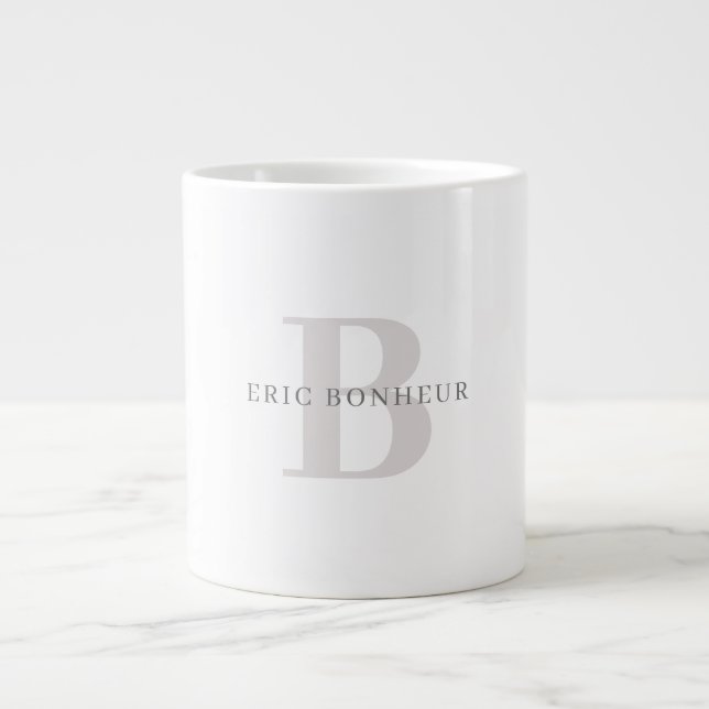 Stilvolle moderne Bezeichnung & Monogramm Jumbo-Tasse (Vorderseite)