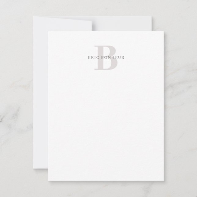 Stilvolle moderne Bezeichnung & Monogramm Mitteilungskarte (Vorderseite)