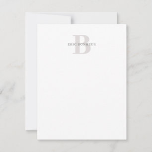Stilvolle moderne Bezeichnung & Monogramm Mitteilungskarte