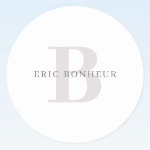 Stilvolle moderne Bezeichnung & Monogramm Runder Aufkleber