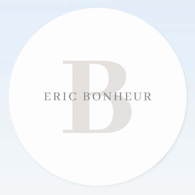 Stilvolle moderne Bezeichnung & Monogramm Runder Aufkleber (Von Creator hochgeladen)