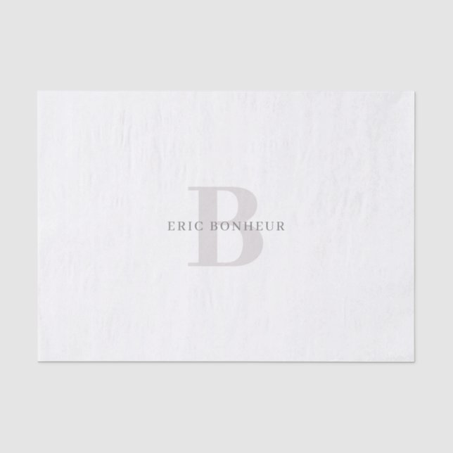 Stilvolle moderne Bezeichnung & Monogramm Seidenpapier (Vorderseite)