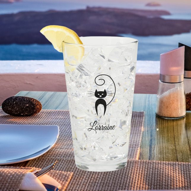 Stilvolle, moderne Black Curly Schwanz Cat Glas (Von Creator hochgeladen)