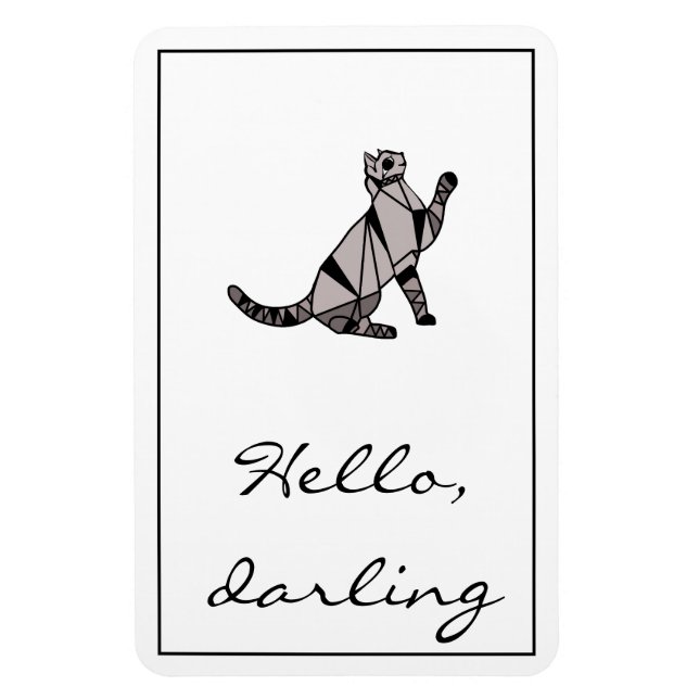 Stilvolle, moderne Black Graphic Cat and Script Magnet (Vertikal)