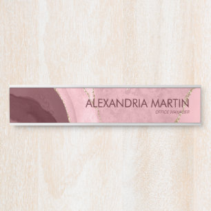 Stilvolle moderne Burgunderrot Pink Gold Glitterma Türschild