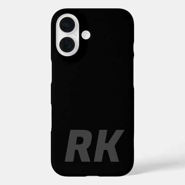 Stilvolle moderne Elegant Name Minimal Solid Black iPhone 16 Hülle (Rückseite)