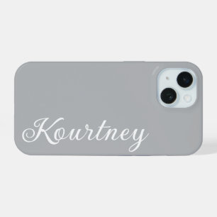 STILVOLLE MODERNE ELEGANTE INDIVIDUELLE NAME GRAUE iPhone 15 HÜLLE