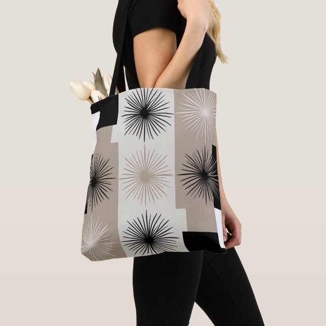 Stilvolle moderne geometrische Beige Schwarze Ster Tasche (Von Nahem)