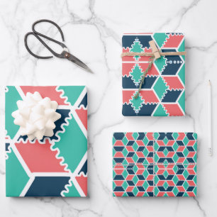 Stilvolle, moderne geometrische Farbkugel Geschenkpapier Set