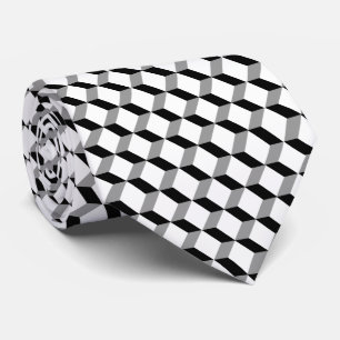 Stilvolle moderne geometrische Schwarz-weiße Cube Krawatte