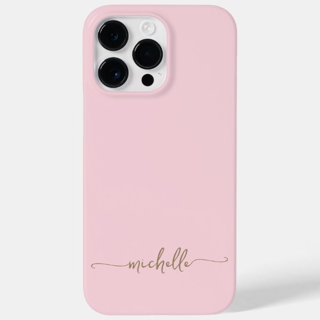 Stilvolle moderne Girly Blush Pink Goldene Schrift Case-Mate iPhone 14 Pro Max Hülle (Rückseite)