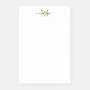 Stilvolle moderne Girly Script Monogram Black Gold Post-it Klebezettel