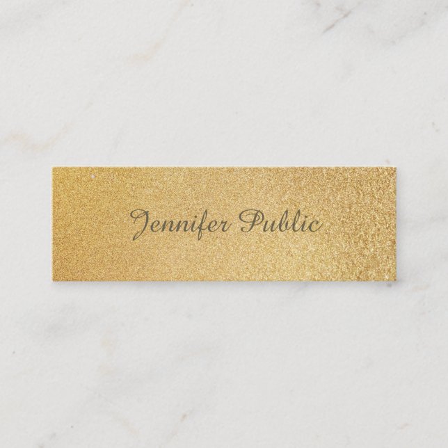 Stilvolle, moderne Glamour-Vorlage für Shiny Gold  Mini Visitenkarte (Vorderseite)