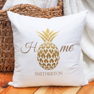 Stilvolle, moderne Gold Ananas White Zuhause Kissen