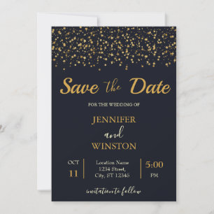 Stilvolle, moderne Goldstars Hochzeit Save The Date