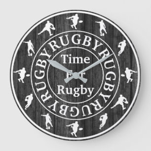 Stilvolle, moderne Grau- und White-Time für Rugby Große Wanduhr