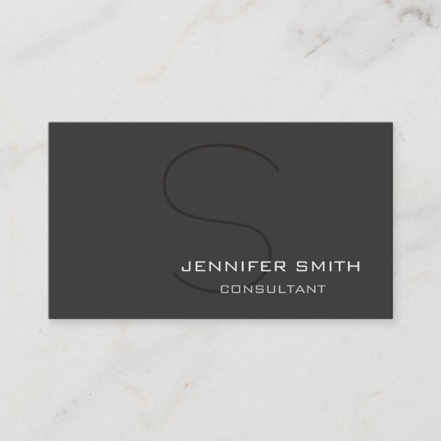 Stilvolle, moderne Gray Black Monogram Business Ca Visitenkarte (Vorderseite)