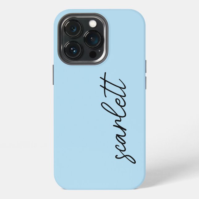 Stilvolle moderne, hellblaue Mit Monogramm Skriptb iPhone 13 Pro Hülle (Hinten)