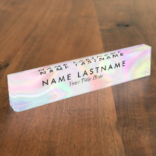 Stilvolle moderne holografische Pastelfarben Namensplakette