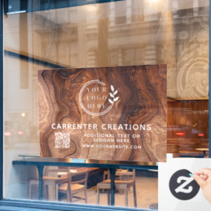 Stilvolle, moderne Holzschmuck-Logos QR-Code Fensteraufkleber