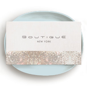 Stilvolle moderne Imitate Sequins und Beige Linen Visitenkarte