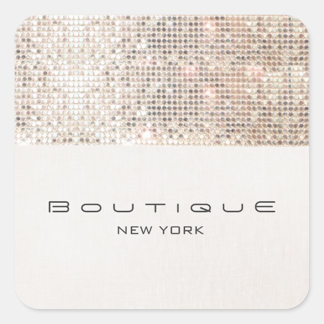 Stilvolle moderne IMITATE Silver Sequins Quadratischer Aufkleber (Vorderseite)