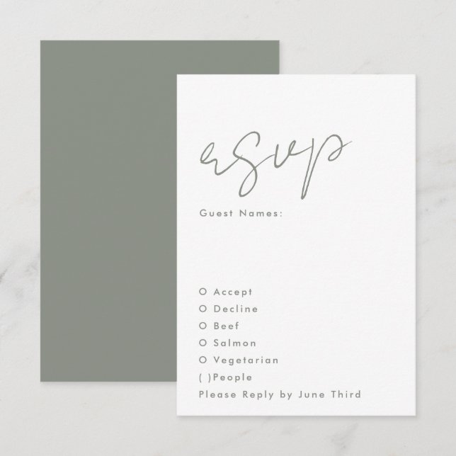 Stilvolle moderne Individuelle Name feiern Grüne H RSVP Karte (Vorne/Hinten)