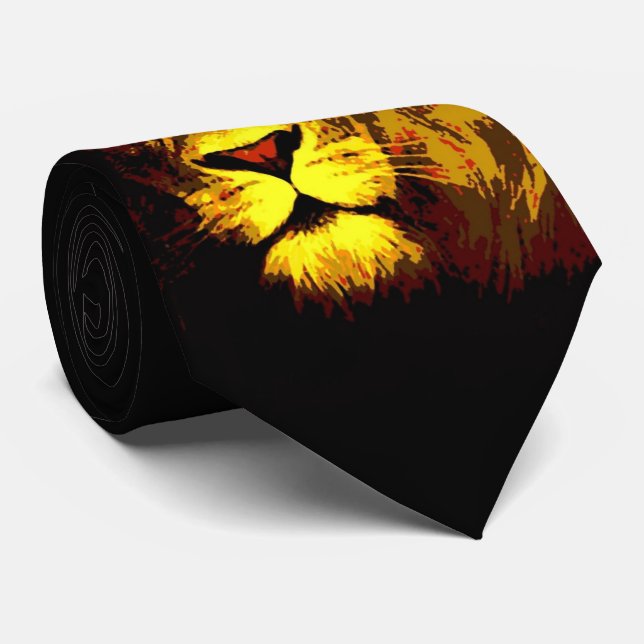 Stilvolle Moderne Löwe Pop Kunst Krawatte (Gerollt)