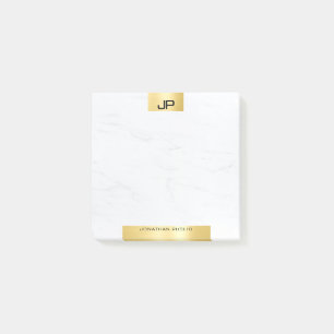 Stilvolle, moderne Monogram Gold Marble Initials Post-it Klebezettel