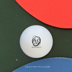Stilvolle, moderne Monogramm-Bezeichnung Tischtennisball