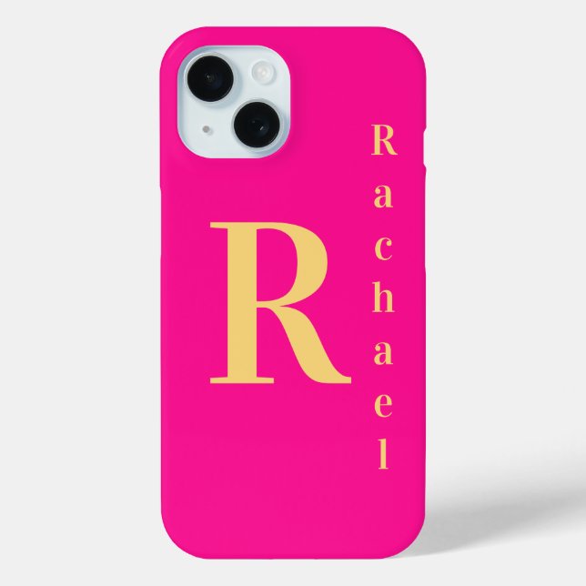 Stilvolle, moderne Monogramm Name Hot Pink Case-Mate iPhone Hülle (Rückseite)